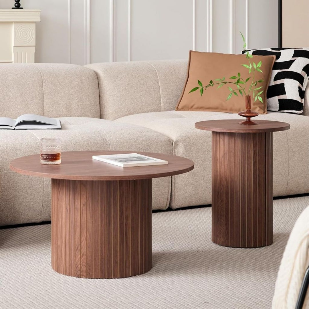 Table Basse en Bois de Noyer, Finition Naturel