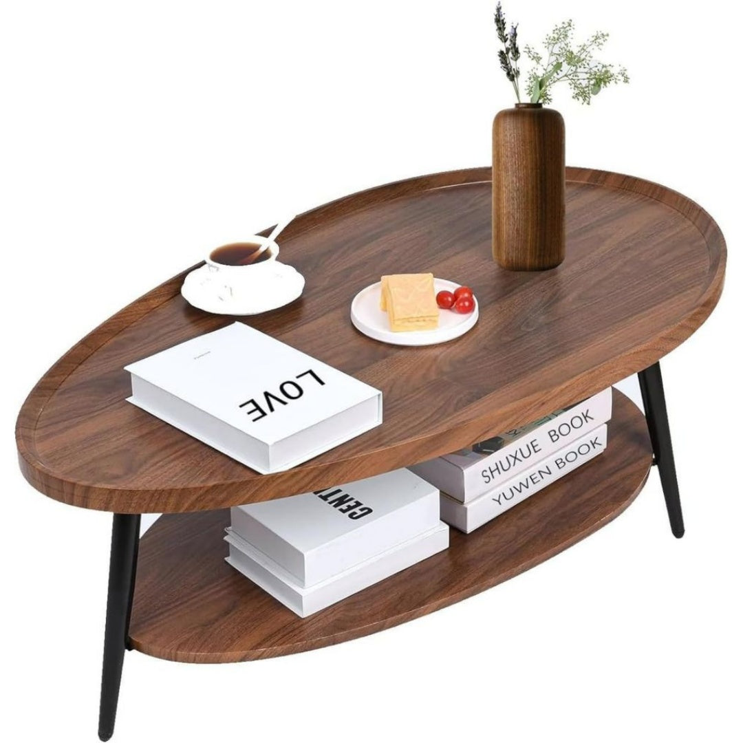 Table Basse en Bois de Noyer, Finition Blanc