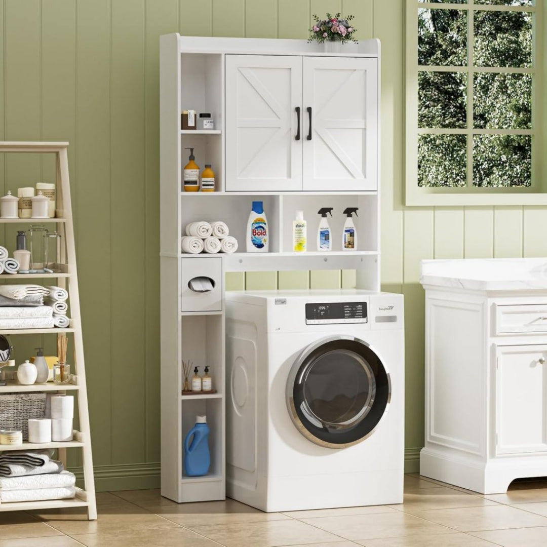 Design moderne Le meuble lave-linge se distingue par son design minimaliste et moderne - Meuble de Rangement