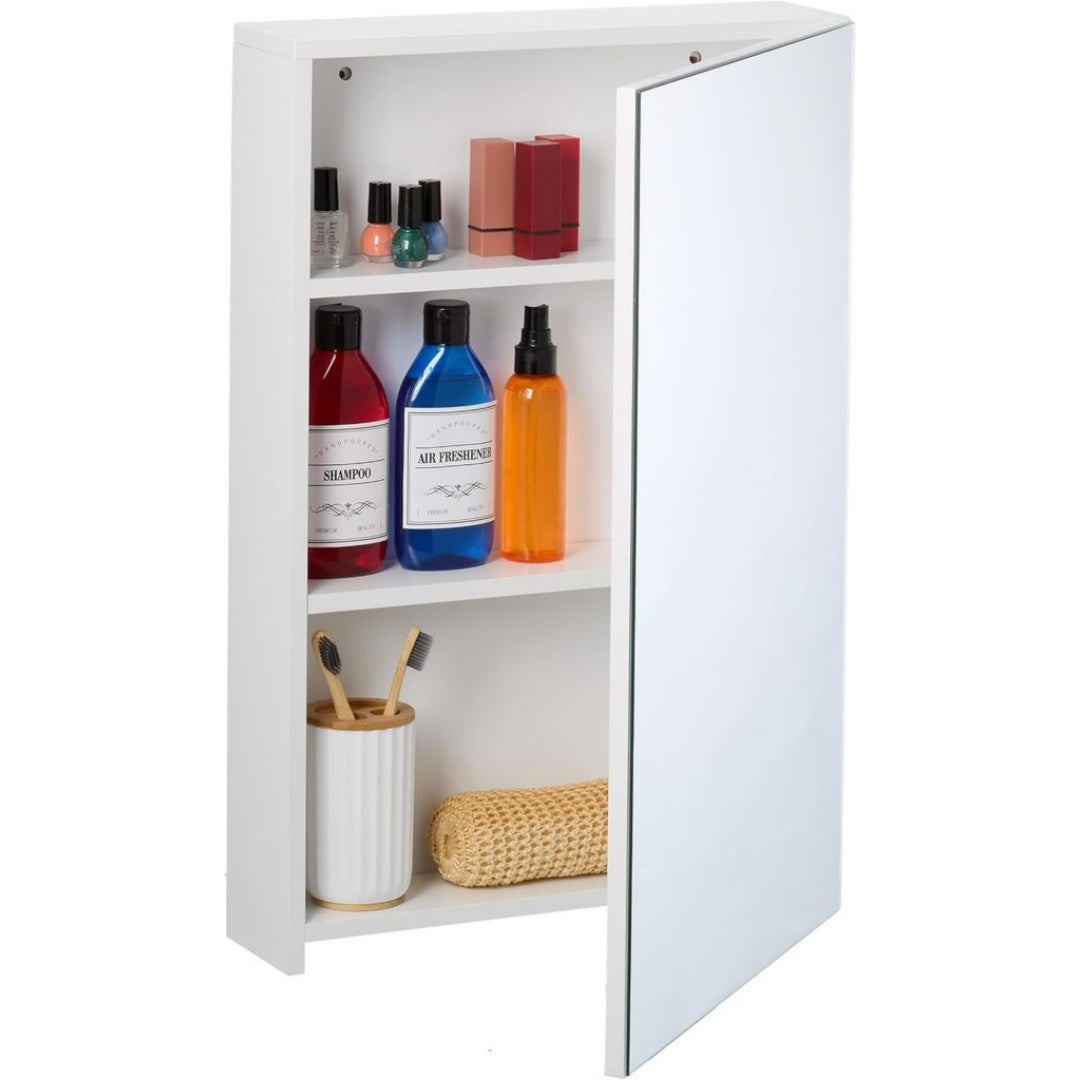 Armoire de Salle de Bain - MDF, Blanc, 60,5 x 40 x 12 cm